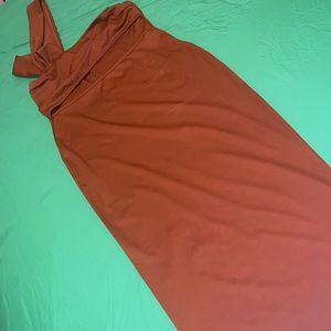 Form Fitting Brown Midi